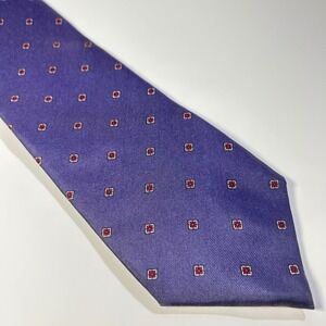 Envoy Mens Silk Tie Purple Red Geometric Micro Pattern Classic Business Formal